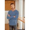 imageCOOFANDY Mens Long Sleeve Muscle T Shirts Casual VNeck Slim Fit Longline Ribbed Shirts Stretch Tee ShirtsGrey Blue
