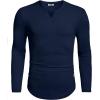 imageCOOFANDY Mens Long Sleeve Muscle T Shirts Casual VNeck Slim Fit Longline Ribbed Shirts Stretch Tee ShirtsNavy Blue