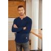 imageCOOFANDY Mens Long Sleeve Muscle T Shirts Casual VNeck Slim Fit Longline Ribbed Shirts Stretch Tee ShirtsNavy Blue
