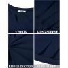 imageCOOFANDY Mens Long Sleeve Muscle T Shirts Casual VNeck Slim Fit Longline Ribbed Shirts Stretch Tee ShirtsNavy Blue