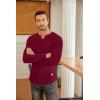 imageCOOFANDY Mens Long Sleeve Muscle T Shirts Casual VNeck Slim Fit Longline Ribbed Shirts Stretch Tee ShirtsWine Red