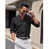 imageCOOFANDY Mens Long Sleeve Oxford Dress Shirts Chambray Button Down Shirt Casual Band Collar ShirtsBlack