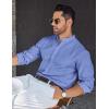 imageCOOFANDY Mens Long Sleeve Oxford Dress Shirts Chambray Button Down Shirt Casual Band Collar ShirtsBlue