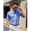 imageCOOFANDY Mens Long Sleeve Oxford Dress Shirts Chambray Button Down Shirt Casual Band Collar ShirtsBlue