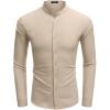 imageCOOFANDY Mens Long Sleeve Oxford Dress Shirts Chambray Button Down Shirt Casual Band Collar ShirtsKhaki