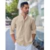 imageCOOFANDY Mens Long Sleeve Oxford Dress Shirts Chambray Button Down Shirt Casual Band Collar ShirtsKhaki