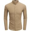 imageCOOFANDY Mens Long Sleeve Oxford Dress Shirts Chambray Button Down Shirt Casual Band Collar ShirtsLight Brown