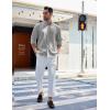 imageCOOFANDY Mens Long Sleeve Oxford Dress Shirts Chambray Button Down Shirt Casual Band Collar ShirtsLight Grey