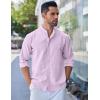 imageCOOFANDY Mens Long Sleeve Oxford Dress Shirts Chambray Button Down Shirt Casual Band Collar ShirtsLight Purple