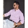 imageCOOFANDY Mens Long Sleeve Oxford Dress Shirts Chambray Button Down Shirt Casual Band Collar ShirtsLight Purple