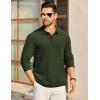 imageCOOFANDY Mens Long Sleeve Polo Knit Polo Sweater Collared Pullover Casual Golf Polo SweaterArmy Green