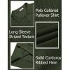 imageCOOFANDY Mens Long Sleeve Polo Knit Polo Sweater Collared Pullover Casual Golf Polo SweaterArmy Green