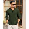 imageCOOFANDY Mens Long Sleeve Polo Knit Polo Sweater Collared Pullover Casual Golf Polo SweaterArmy Green