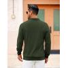 imageCOOFANDY Mens Long Sleeve Polo Knit Polo Sweater Collared Pullover Casual Golf Polo SweaterArmy Green