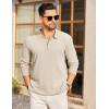 imageCOOFANDY Mens Long Sleeve Polo Knit Polo Sweater Collared Pullover Casual Golf Polo SweaterBeige