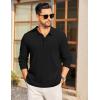 imageCOOFANDY Mens Long Sleeve Polo Knit Polo Sweater Collared Pullover Casual Golf Polo SweaterBlack
