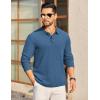 imageCOOFANDY Mens Long Sleeve Polo Knit Polo Sweater Collared Pullover Casual Golf Polo SweaterDark Blue