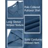 imageCOOFANDY Mens Long Sleeve Polo Knit Polo Sweater Collared Pullover Casual Golf Polo SweaterDark Blue