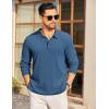 imageCOOFANDY Mens Long Sleeve Polo Knit Polo Sweater Collared Pullover Casual Golf Polo SweaterDark Blue