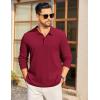 imageCOOFANDY Mens Long Sleeve Polo Knit Polo Sweater Collared Pullover Casual Golf Polo SweaterDark Red