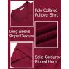 imageCOOFANDY Mens Long Sleeve Polo Knit Polo Sweater Collared Pullover Casual Golf Polo SweaterDark Red