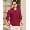 imageCOOFANDY Mens Long Sleeve Polo Knit Polo Sweater Collared Pullover Casual Golf Polo SweaterDark Red