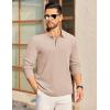 imageCOOFANDY Mens Long Sleeve Polo Knit Polo Sweater Collared Pullover Casual Golf Polo SweaterLight Brown