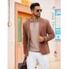 imageCOOFANDY Mens Long Sleeve Polo Knit Polo Sweater Collared Pullover Casual Golf Polo SweaterLight Brown