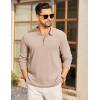 imageCOOFANDY Mens Long Sleeve Polo Knit Polo Sweater Collared Pullover Casual Golf Polo SweaterLight Brown