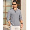 imageCOOFANDY Mens Long Sleeve Polo Knit Polo Sweater Collared Pullover Casual Golf Polo SweaterMoon Gray