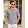 imageCOOFANDY Mens Long Sleeve Polo Knit Polo Sweater Collared Pullover Casual Golf Polo SweaterMoon Gray