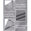 imageCOOFANDY Mens Long Sleeve Polo Knit Polo Sweater Collared Pullover Casual Golf Polo SweaterMoon Gray