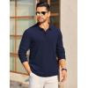 imageCOOFANDY Mens Long Sleeve Polo Knit Polo Sweater Collared Pullover Casual Golf Polo SweaterNavy Blue