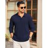 imageCOOFANDY Mens Long Sleeve Polo Knit Polo Sweater Collared Pullover Casual Golf Polo SweaterNavy Blue