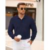 imageCOOFANDY Mens Long Sleeve Polo Knit Polo Sweater Collared Pullover Casual Golf Polo SweaterNavy Blue