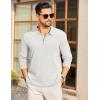 imageCOOFANDY Mens Long Sleeve Polo Knit Polo Sweater Collared Pullover Casual Golf Polo SweaterWhite