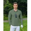 imageCOOFANDY Mens Long Sleeve Polo Shirts Moisture Wicking Golf Shirts Athletic Collared Shirt Lightweight Cooling ShirtArmy Green