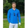imageCOOFANDY Mens Long Sleeve Polo Shirts Moisture Wicking Golf Shirts Athletic Collared Shirt Lightweight Cooling ShirtBlue