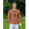 imageCOOFANDY Mens Long Sleeve Polo Shirts Moisture Wicking Golf Shirts Athletic Collared Shirt Lightweight Cooling ShirtLight Brown