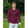 imageCOOFANDY Mens Long Sleeve Polo Shirts Moisture Wicking Golf Shirts Athletic Collared Shirt Lightweight Cooling ShirtWine Red