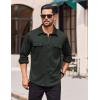 imageCOOFANDY Mens Long Sleeve Shirts Casual Button Down Shirt Wrinkle Free Dress Shirt with PocketDark Green