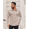 imageCOOFANDY Mens Long Sleeve Shirts Casual Button Down Shirt Wrinkle Free Dress Shirt with PocketKhaki