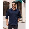 imageCOOFANDY Mens Long Sleeve Shirts Casual Button Down Shirt Wrinkle Free Dress Shirt with PocketNavy Blue