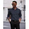 imageCOOFANDY Mens Long Sleeve Wrinkle Free Dress Shirts Inner Contrast Business Casual Button Down ShirtDeep Blue