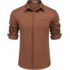 imageCOOFANDY Mens Long Sleeve Wrinkle Free Shirts Casual Button Down Shirts Untucked Dress ShirtBrown