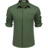 imageCOOFANDY Mens Long Sleeve Wrinkle Free Shirts Casual Button Down Shirts Untucked Dress ShirtDark Army Green