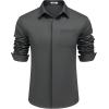 imageCOOFANDY Mens Long Sleeve Wrinkle Free Shirts Casual Button Down Shirts Untucked Dress ShirtDark Grey