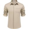 imageCOOFANDY Mens Long Sleeve Wrinkle Free Shirts Casual Button Down Shirts Untucked Dress ShirtKhaki