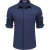 imageCOOFANDY Mens Long Sleeve Wrinkle Free Shirts Casual Button Down Shirts Untucked Dress ShirtNavy Blue
