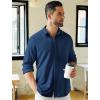 imageCOOFANDY Mens Long Sleeve Wrinkle Free Shirts Stretch Dress Shirts Regular Fit Button Down ShirtNavy Blue